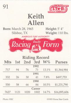 1993 Jockey Star #91 Keith Allen Back